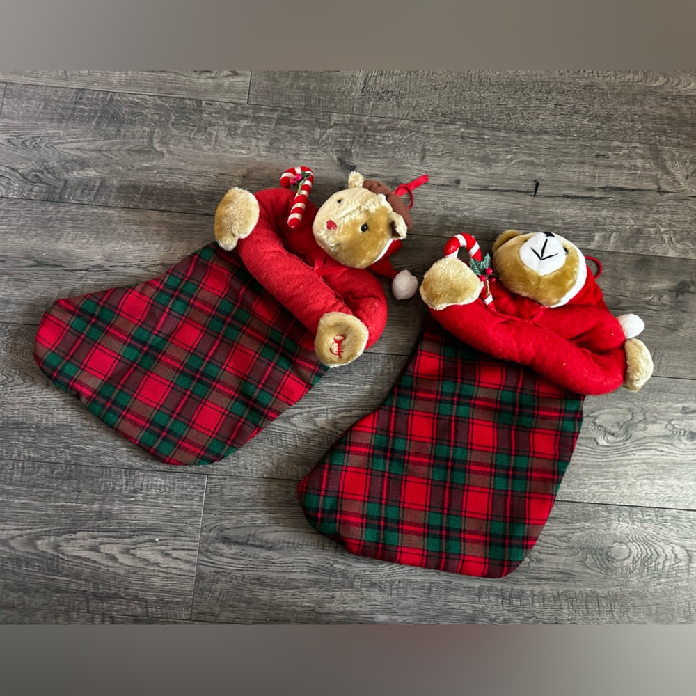 Vintage Reindeer & Teddy Bear Stockings